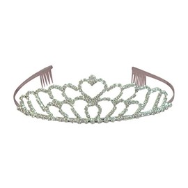 Shop Ginger Wedding Double Heart Bridal Tiara Crystals Rhinestones Sweet 16 T1070 Silver