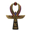 Ebros Crux Ansata エジプトゴールデンアンク 羽付き スカラベ マットとホルスの目 壁装飾 3Dプラーク 置物