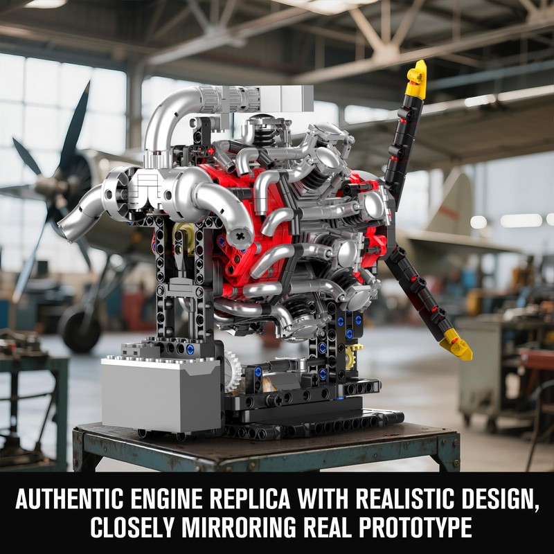 Mould King 10211 Aircraft Engine Model That Works, 1147PCS Transmission