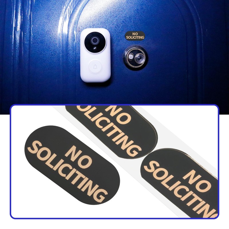 YINETTECH 30PCS No Soliciting Sign Sticker 1.2"x0.6" for Video Doorbell