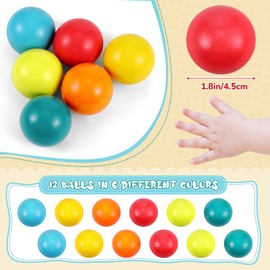 12 Pcs Montessori Wooden Balls 1.8 Inch Wooden Ball Toys Replacement Ball Educational Counting Toy Preschool Learning Material for Montessori Ball (Fresh Color)