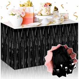 3 Pack Blue Foil Fringe Table Skirt, Shiny Tinsel Table Skirt Streamers Garland for Rectangle Tables, Banquet, Parade Floats, Christmas, Wedding, Birthday Party decorations (29x108 Inch)