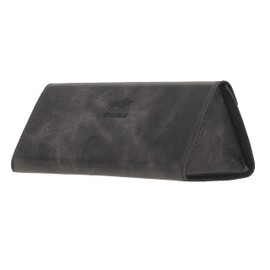 Solo Pelle Foldable Glasses Case Genuine Leather Portable Glasses Box Folding Glasses Case with Magnetic Closure Sunglasses Case for Men Women Children, stone grey