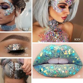 Gel de glitter corporal holográfico, 3 botellas, gel corporal con purpurina líquida gruesa, brillo para cuerpo, rostro, fiesta, Halloween, Navidad, Año Nuevo, boda, escenario y mascarada