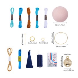 Kits de bordado de bricolaje Temari Ball - Juego de llaveros con bola redonda, hilos de color, borlas, campana, agujas surtidas herramientas de búsqueda de bricolaje para manualidades, bolsa de decoración, llavero