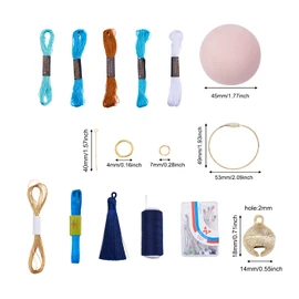 Kits de bordado de bricolaje Temari Ball - Juego de llaveros con bola redonda, hilos de color, borlas, campana, agujas surtidas herramientas de búsqueda de bricolaje para manualidades, bolsa de decoración, llavero
