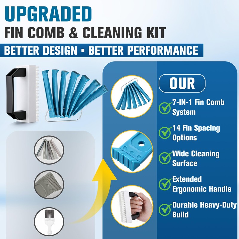 8 PCS Air Conditioner Fin Cleaner Kit, 2-in-1 AC Fin