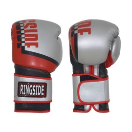Ringside Bullet Sparring Gloves, Silver/Red, 16 oz