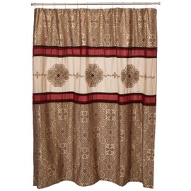 Madison Park Donovan Design Weave Red Shower Curtain, Jacquard Traditional Shower Curtains for Bathroom, 72 X 72, Blush