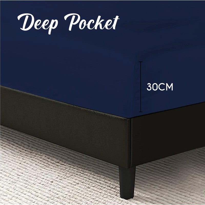 Funky Gadgets Deep Fitted Sheet King Size Navy 100% Egyptian