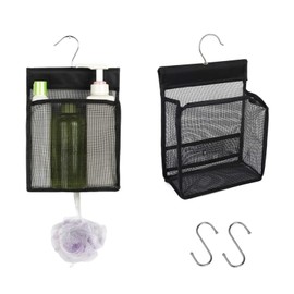 LINTRA Peg Bag, Pack of 2 Peg Basket for Clothespins, Black Clothes Peg Bag, Clothes Peg Storage with Hooks for Clothespins, Shower Gel, Cosmetics