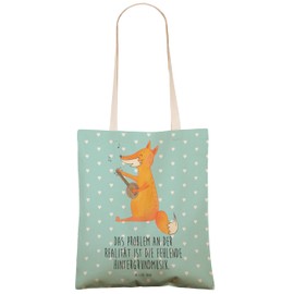 Mr. & Mrs. Panda Fox Guitar Shopping Bag, turquoise