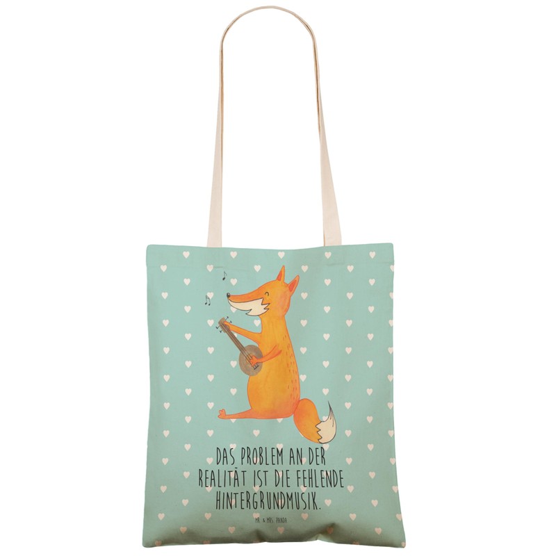 Mr. & Mrs. Panda Fox Guitar Shopping Bag, turquoise