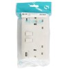 Securlec double USB wall socket in white - switched double