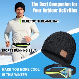 Bluetooth Beanie,Wireless Beanie Headphones Hat Unique Christmas Tech Gifts for Men Women Teen Boys Girls Stocking Stuffers Black