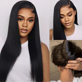 UNICE Bye Bye Knots Light Yaki Straight Glueless Wig Human Hair with Drawstring 7x5 Pre Cut HD Lace Front Wigs Pre Plucked Bleached Knots Pre Everything Put on and Go Wig Natural Hairline 20 inch