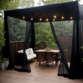 SK Studio Outdoor Curtain Transparent Weatherproof Pack of 2 Voile Curtains Sun Protection Windproof Outdoor Curtain for Balcony Patio Waterproof Black 160 x 213 cm