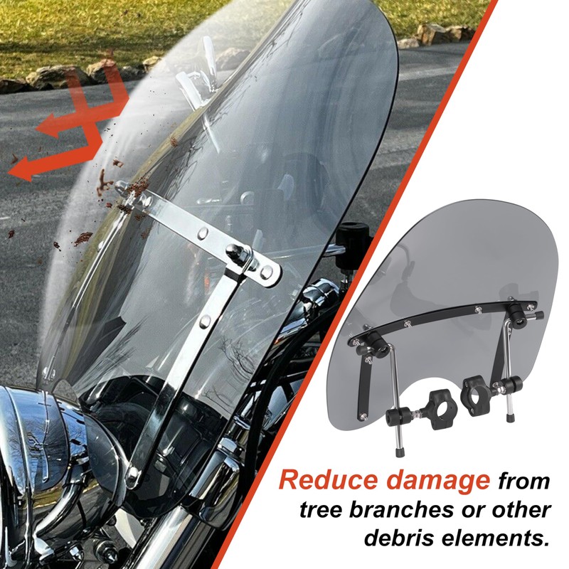 ECOTRIC Universal Tinted Windshield 18"x16" Compatible with Yamaha Honda Suzuki