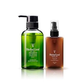 Herbal Leaf Shampoo and Hair Oil Set, 2-Piece Set, Made in Japan (10.1 fl oz (300 ml), Hair Oil, 3.4 fl oz (100 ml)