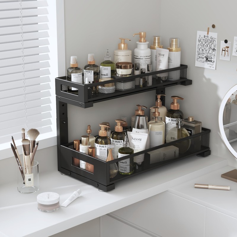 1 Pack 17IN Depth Under Sink Storage Organizer, Large 2-Tier