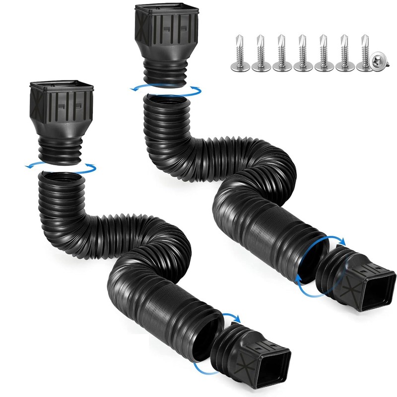 Rodnsurw 2 Pack Flexible Rain Gutter Downspout Extensions,Drain Downspout Extender,Gutter