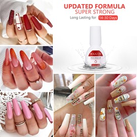 BOLASEN Nail Glue for Artificial Nails, Extra Strong, 4 x 15 ml Nail Glue Extra Strong Nail Glue for Tips, Quick-Drying Nail Glue Liquid Strong, Tip Glue for Gel Nails, Glue for Nails, for Home/Salon