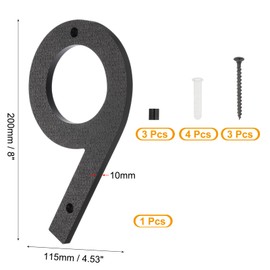 PATIKIL 8 Inch House Numbers, House Address Numbers Sign Large Floating Modern Home Number with Screws for Outside Door Wall Street, Black, 9