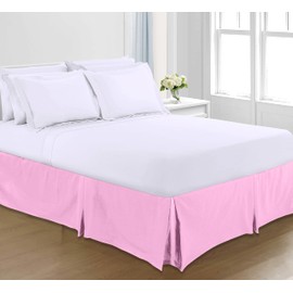 Sapphire Collection PLAIN DYED POLY COTTON PLEATED PLATFORM BASE VALANCE SHEETS (Single, Pink)
