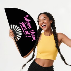 zyinoant 13 Inch Fans for Line dancing, Where Them Fans At Clack Fan, Boots on The Ground Hand Fan, Line Dance Popping Fan for Dance, Party, Decoration, Festival (Type 3)