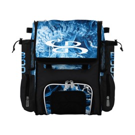 Boombah Mini Superpack Bat Pack - 8" x 12.5" x 18" - The Natural 3 Black/White/Columbia Blue