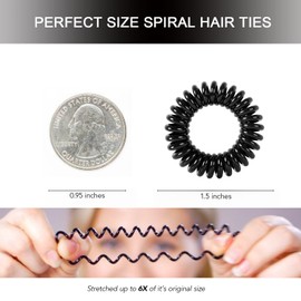 CQLIIIA 20 Pcs Black Spiral Hair Ties No Crease Coil Elastic Hair Ties for Women No Damage Ponytail Holders
