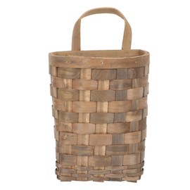 UPKOCH Hanging Wall Basket Woodchip Woven Flower Basket Decorative Storage Basket Rustic Kitchen Utensils Stand Sundries Holder for Pantry Closet Bathroom Coffee