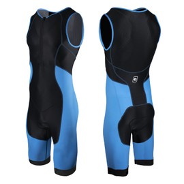 Triathlon Suits Mens One-Piece Sleeveless Trisuits Skin Wet Suit for Running Cycling Swimming