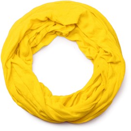 styleBREAKER Women's Jersey Loop Tube Scarf in Crash Look, Light Elastic Summer Scarf, Plain Colours, Soft and Fashionable, One Size, sunshine yellow, Unit size