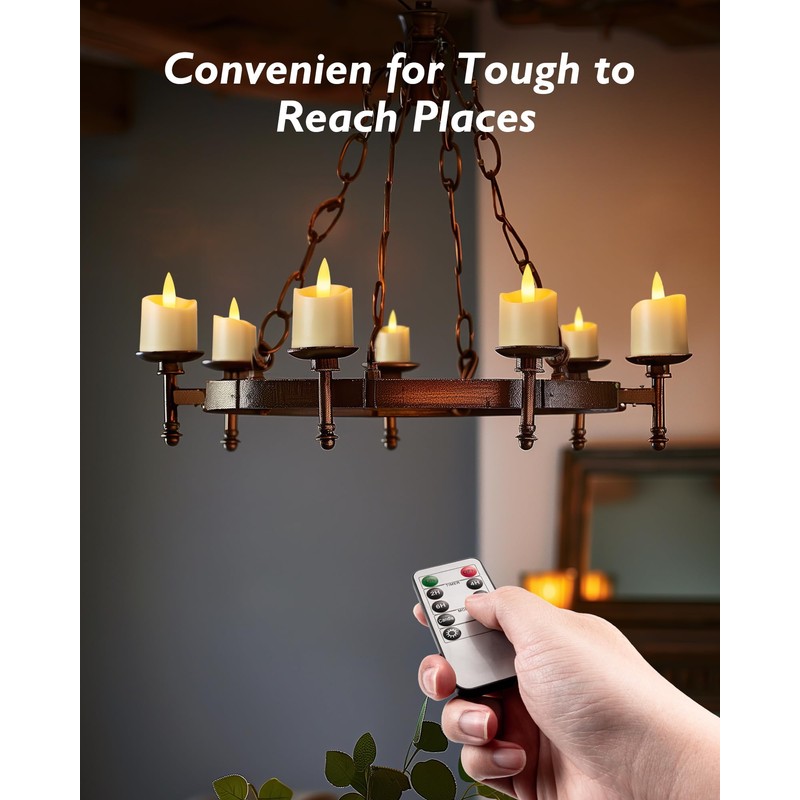 Homemory 12Pack 400+ Hour Remote Control Candles, 2/4/6/8H Timer LED