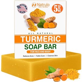 Natrulo- Jabón de cúrcuma natural para rostro y cuerpo: jabón iluminador de cúrcuma para manchas oscuras, zonas íntimas