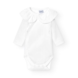 BABIDU Body Neonato Incrociato a Maniche Lunghe 100% Cotone con Volant, Body Neonato e Prematuro, Tessuto Morbido e Ipoallergenico, Abbigliamento Unisex per Neonato e Bambina