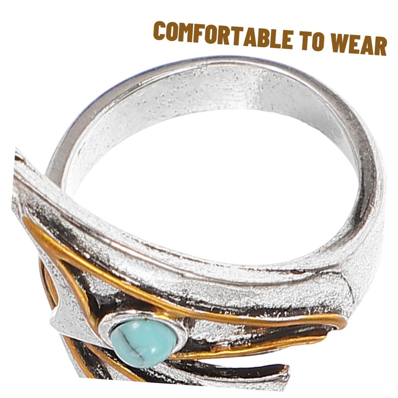 GRIRIW Open Ring Adjustable Turquoise Jewelry for Women Retro Blue