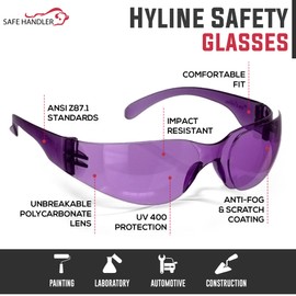 SAFE HANDLER Hyline Anti-Fog Color Safety Glasses Variety 24 Pack, ANSI Z87.1, Impact Resistant, Polycarbonate, Anti-Scratch