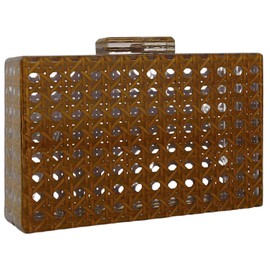 Gets Acrylic Handbags for Women Rattan Woven Clutch Purses Acrylic Evening Bag Square Box Clutch Bag for Prom Party