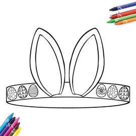 Tiny Expressions - Easter Bunny Ears Headband Coloring Crowns | 12 Count DIY Craft Easter Decorations for Kids | Holiday Crafts for Kids & Family | Kids Easter Activities | Easter Party Essentials