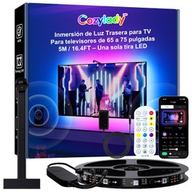 Cozylady Tira Led TV Con Cámara, 16.5ft/5M Luces Led RGB Para Televisores de 40 a 75 Pulgadas,Experiencia De Inmersión,Control Remoto+Control de App TV Backlight Trabaja con Android y iOS