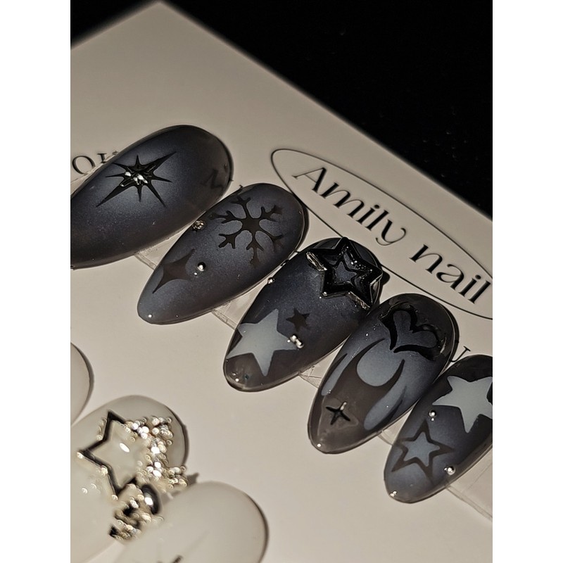 Half and half nail Byeolping Byeolping [Handmade nail tip] Emily