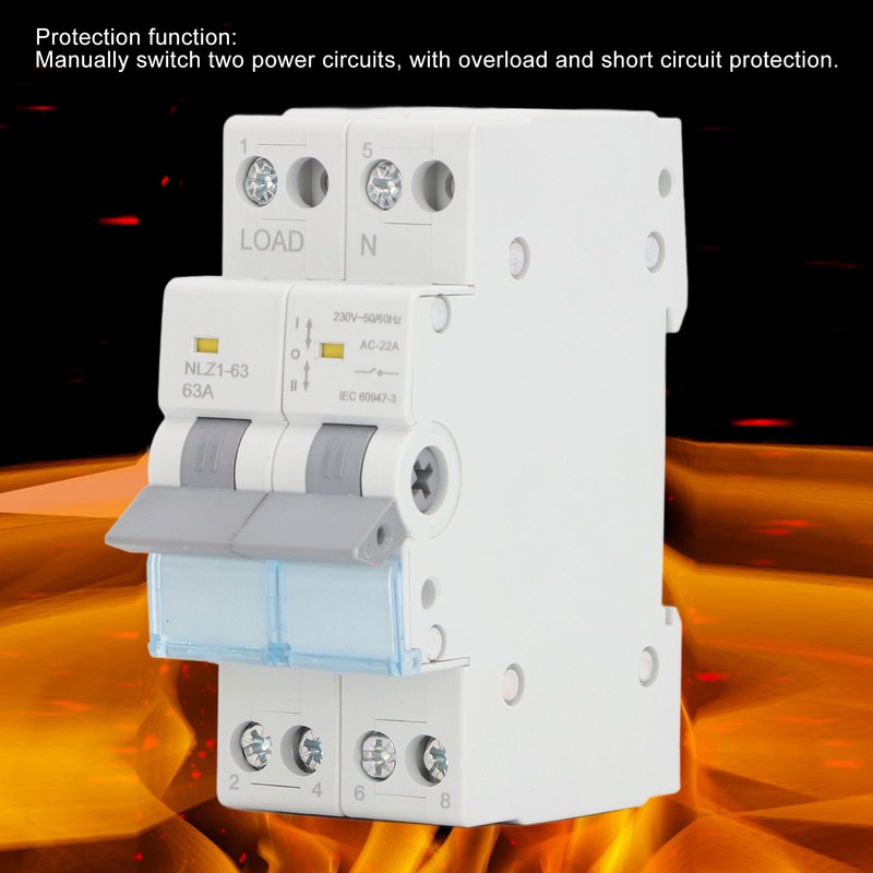 230VAC 63A Dual Power Manual Transfer Switch 35mm DIN Rail