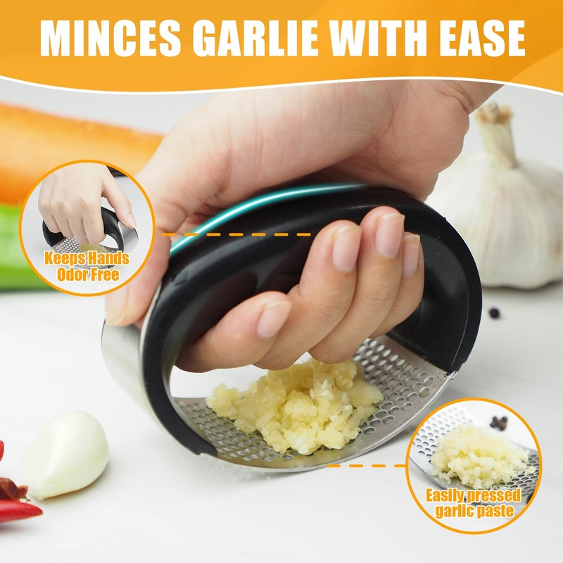 AGIgear Heavy Duty Stainless Steel Garlic Mincer and Garlic Crusher,Manual
