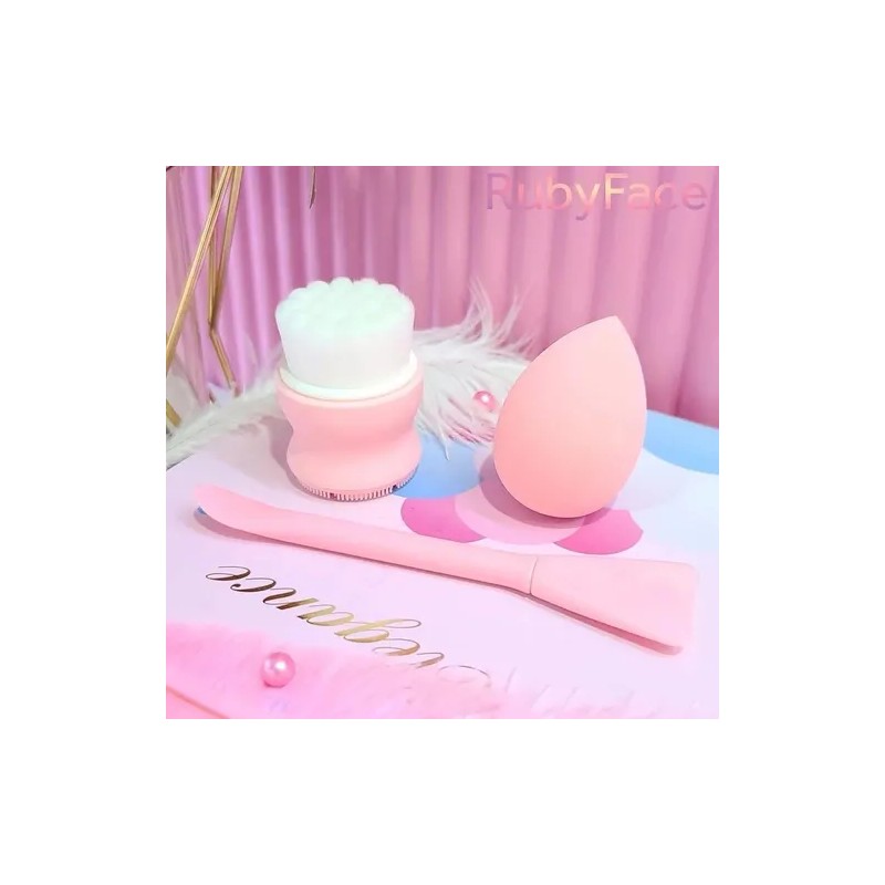 Set Esponja Puff Maquillaje Y Limpieza Facial Rubyface