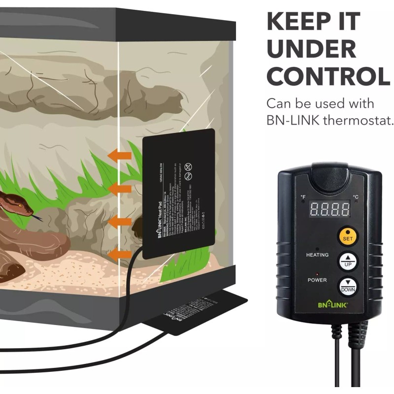 BN-LINK Durable Reptile Heating Pad 6X8 with Digital Thermostat