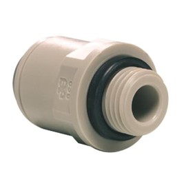 John Guest Straight Adaptor 3/8 inch Tube OD x 1/4 inch BSP Male Thread No Thread Seal (one Supplied)