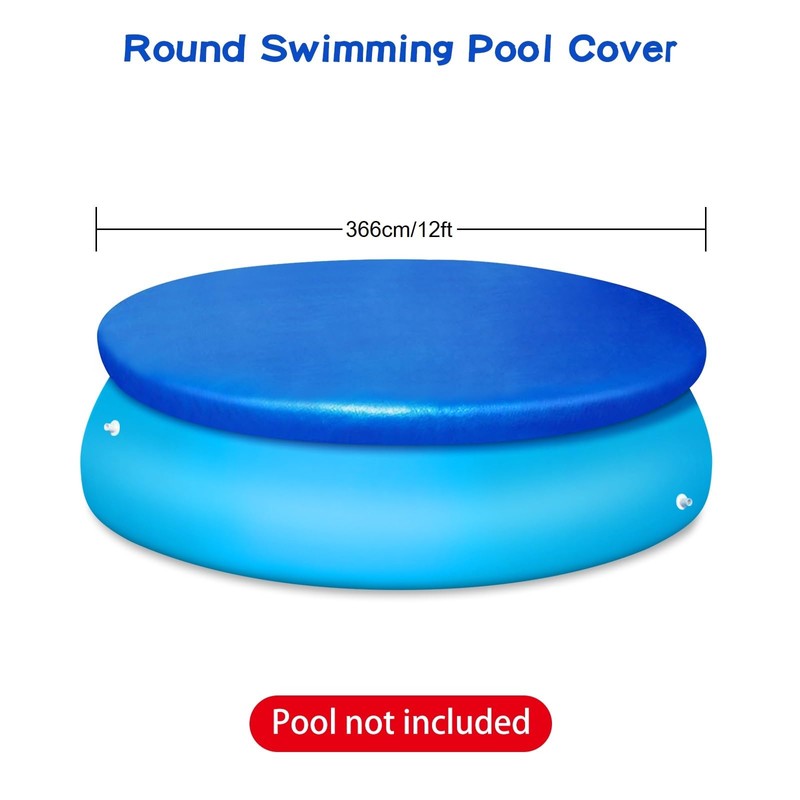 PLULON 12Ft Round Pool Cover, Tear Resistant, Durable, Blue, Pool