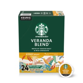 Starbucks K-Cup Coffee Pods, Starbucks Blonde Roast Hot or Iced Coffee, Veranda Blend, 24 Keurig Pods